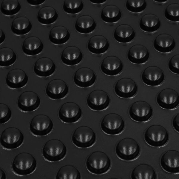 Close-up of black dimpled drainage membrane