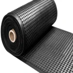 Roll of black dimpled plastic drainage sheet