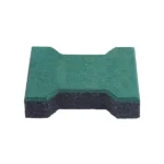 Single green and black interlocking rubber paver
