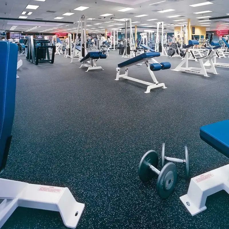 Speckled rubber gym flooring for durability and shock absorption