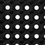 Top-down view of black rubber ring mat pattern